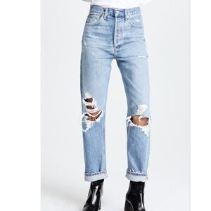 $248 WOMENS AGOLDE size 22 or 00 90’s mid rise straight fit distressed jeans